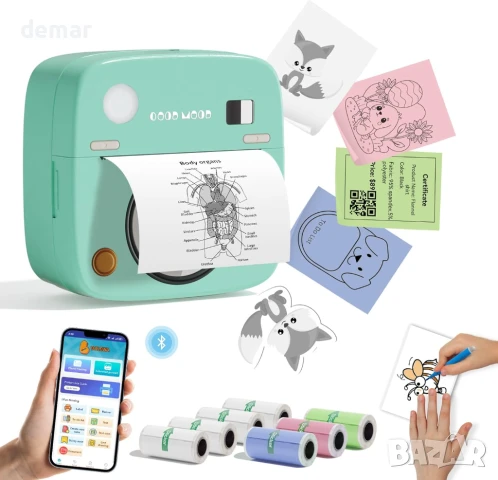 Принтер за стикери, Print Pod, мини преносим принтер с 8 ролки хартия