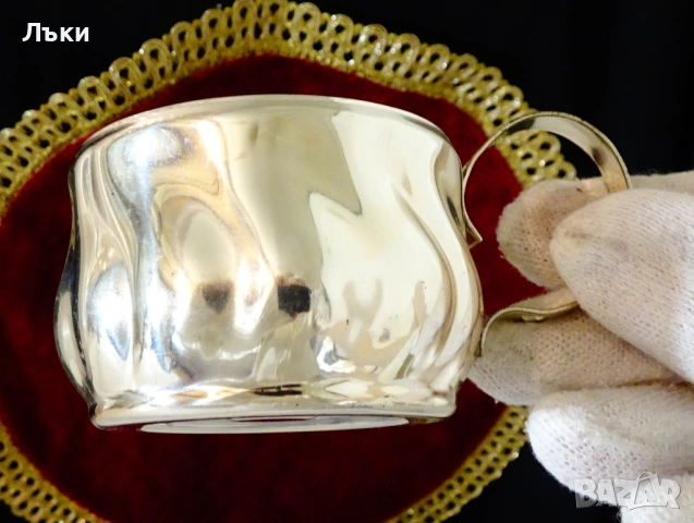 Посребрена чаша за кафе Art Nouveau. , снимка 3 - Антикварни и старинни предмети - 54071179