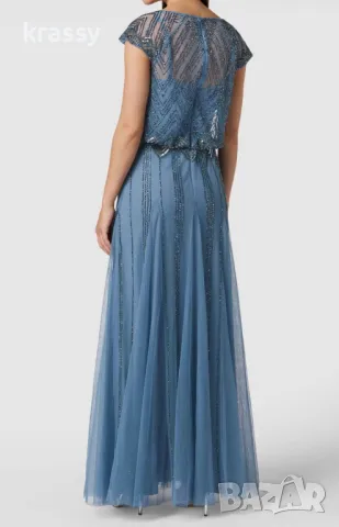 НОВА елегантна дълга дамска рокля от тюл с мъниста и пайети LACE&BEADS (Л), снимка 3 - Рокли - 39419025