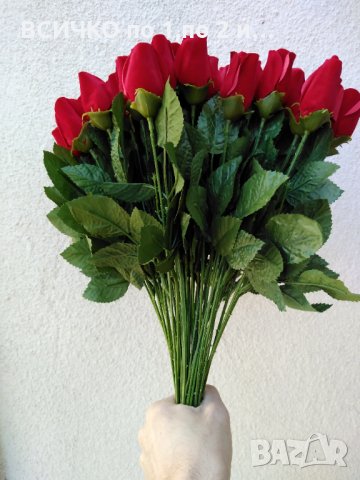 Изкуствени цветя-рози червени плюш, снимка 9 - Изкуствени цветя - 32013481