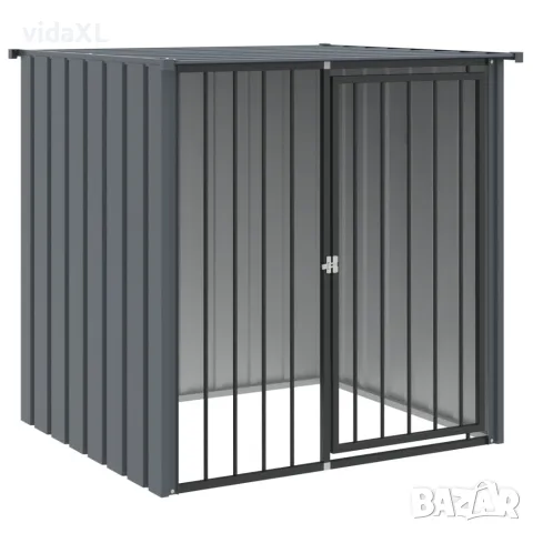 vidaXL Къща за куче с покрив черна 110x103x109 см поцинкована стомана