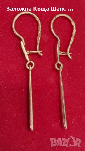 Руски златни обеци 14К, проба 583, СССР , снимка 2 - Обеци - 48634823