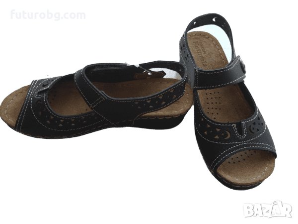 Черни анатомични дамски сандали, снимка 2 - Сандали - 36850187