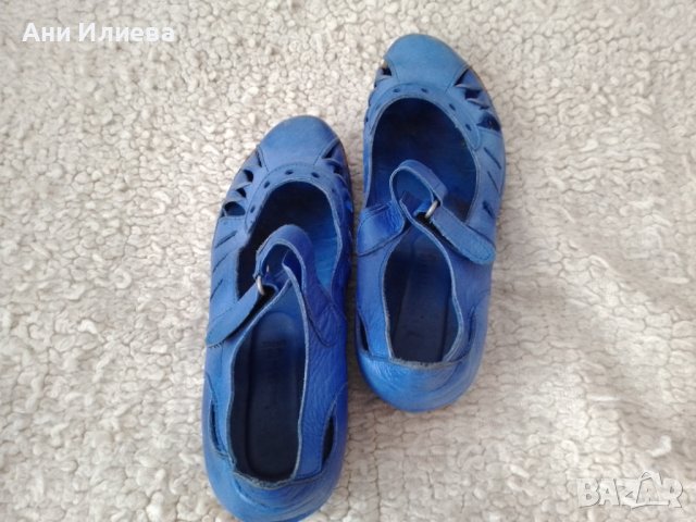 Страхотен син цвят обувки естествена кожа , снимка 2 - Дамски ежедневни обувки - 37096909