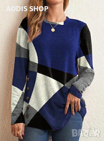 Дамска преходна блуза с геометричен модел, 5цвята , снимка 6 - Блузи с дълъг ръкав и пуловери - 44559855