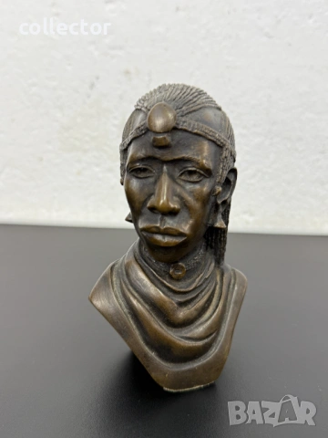 Бронзиран бюст на масайски войн. №8031, снимка 6 - Антикварни и старинни предмети - 53983245
