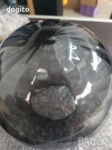 Полилей опушено стъкло и злато/месинг, снимка 3 - Полилеи - 54065748