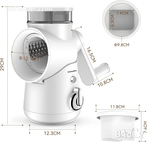 Ренде за зеленчуци, сирене, ядки, KitchenBoss: 3 в 1, снимка 8 - Други - 53346334