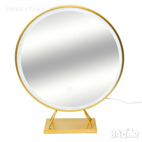 Огледало LED златно на стойка, снимка 1