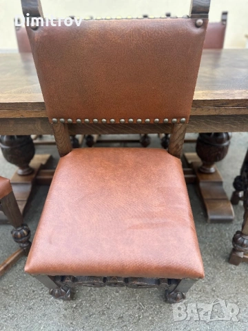 Масивна трапезна маса (разтегателна) с 6 стола 325см., снимка 10 - Маси - 53958422