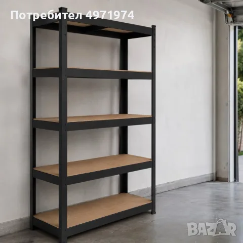 Метален гаражен стелаж HÖGLER – 5 регулируеми рафта, 875 кг товароносимост, 180 × 90 × 30 см