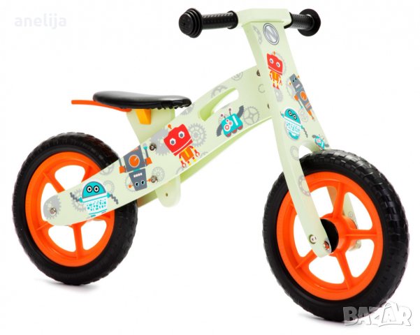 Робот колело дървено без педали, баланс байк, велосипед за деца 2-5 г.