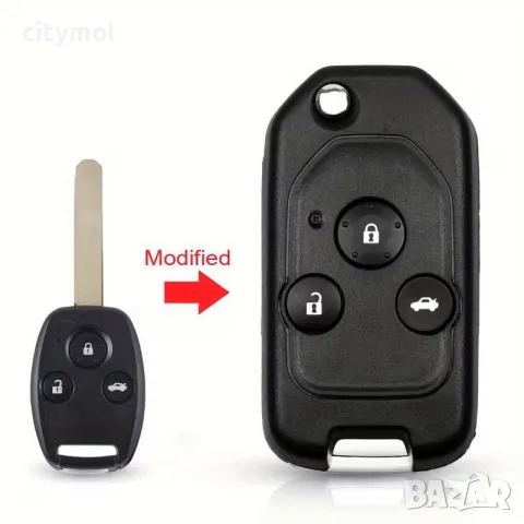 Модифицираща кутийка за ключ с 3 бутона за Honda Accord, Civic, CRV, Pilot, Ridgeline, Odyssey