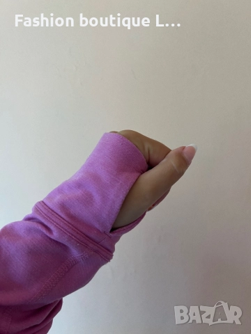 Nike оригинална розова термо блуза с дупки за пръстите на ръцете и джоб с цип на гърба S / М размер , снимка 8 - Блузи с дълъг ръкав и пуловери - 52052237