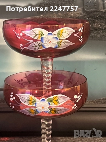 2 бр Бохемски кристал , снимка 2 - Антикварни и старинни предмети - 52253191