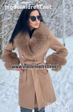 Дамско палто алпака кашмир и лисица код 314, снимка 1 - Палта, манта - 35653154