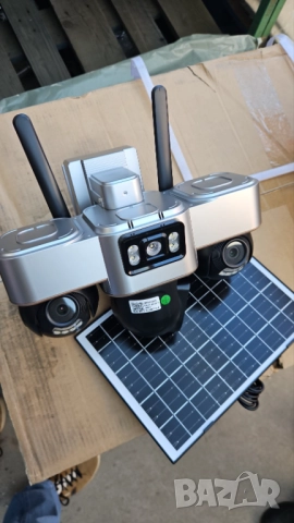 15MP HD Smart 4G Соларна Камера Три Обектива PTZ 3 Екранни PIR Камери за Разпознаване на Човек , снимка 3 - IP камери - 52242786