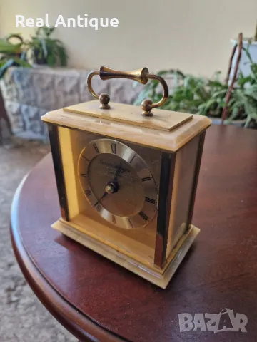 Прекрасен антикварен английски настолен часовник месинг и оникс , снимка 5 - Антикварни и старинни предмети - 50345108