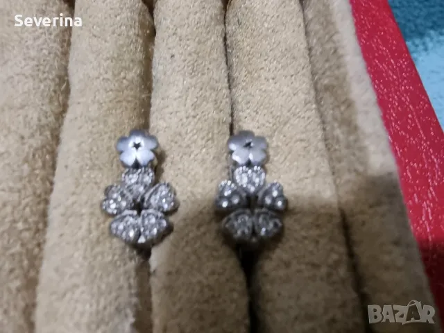 Нежни, сребърни, детски обеци детелини, снимка 4 - Обеци - 49042486