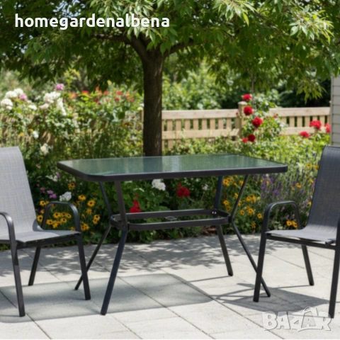 Елегантна Правоъгълна Маса със Стъклен Плот — Стил и Здравина във Всяко Пространство!