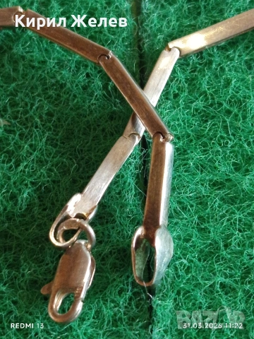 Винтидж сребърен ланец с инкрустирани кристали майстоска изработка 16888, снимка 4 - Колиета, медальони, синджири - 54037259