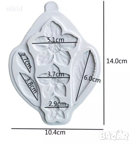 Цвят на Праскова цвете и листа силиконов молд форма фондан смола шоколад украса декор торта  сладки, снимка 2 - Форми - 31263849