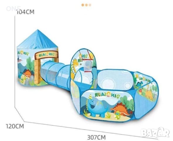 Детска палатка с тунел и басейн 300 х 100 х 120 см, снимка 6 - Играчки за стая - 42774369
