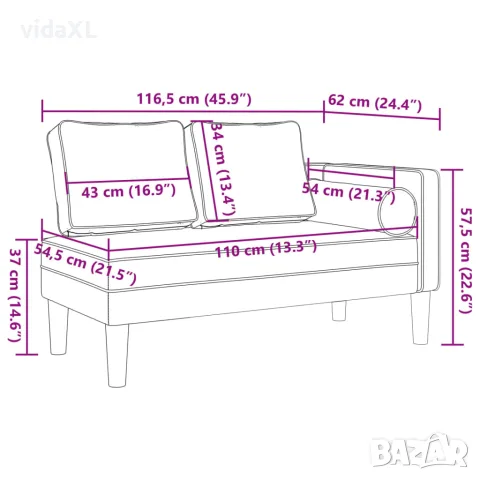 vidaXL Кушетка с възглавници, светлосива, кадифе, снимка 8 - Столове - 56147449