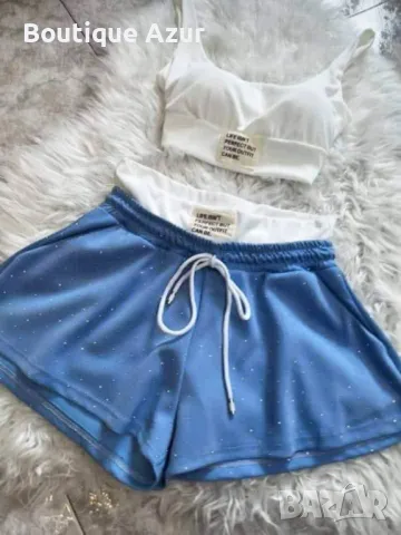 дамски летни комплекти бюстие и къси панталонки с камъни , снимка 8 - Комплекти - 50307196