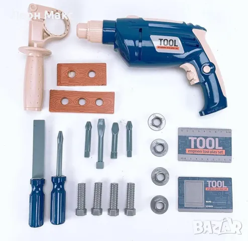 Голям комплект инструменти, с винтоверт, с каска, на батерии , снимка 8 - Образователни игри - 48373658