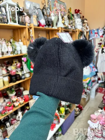 Шапка с два пуха естествен косъм , снимка 12 - Шапки - 35242870