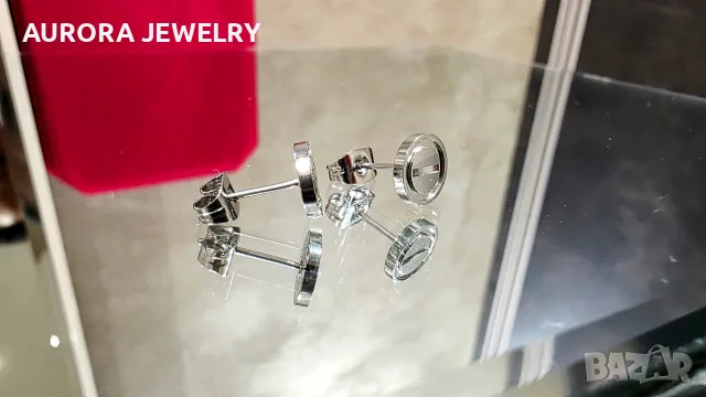 CARTIER Love White Gold Stud Дамски Обеци, снимка 4 - Обеци - 56307574