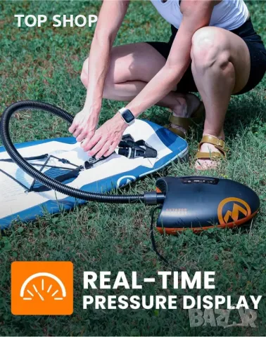 OutdoorMaster 20PSI SUP въздушна помпа с високо налягане Shark - интелигентно двустепенно надуване, снимка 6 - Надуваеми легла - 48930183