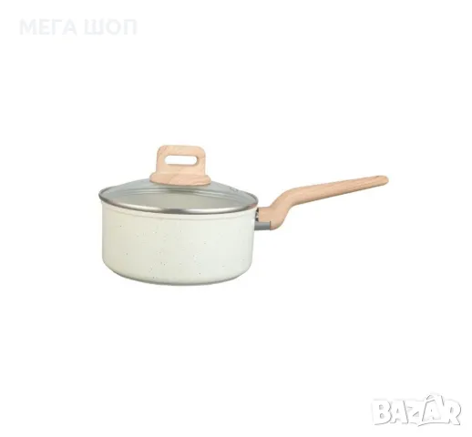 Касерола с капак Voltz Nice, 18x8.5см.\2.1л., Кован алуминий, Мраморно покр., Индукция. Кремав мелан, снимка 3 - Съдове за готвене - 50192950