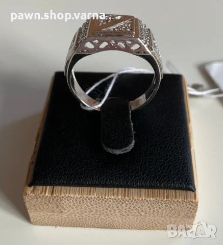 Мъжки сребърен пръстен с фианити – проба 925 – 6,10 гр – размер 19,5 мм – НОВ, снимка 3 - Пръстени - 50450306