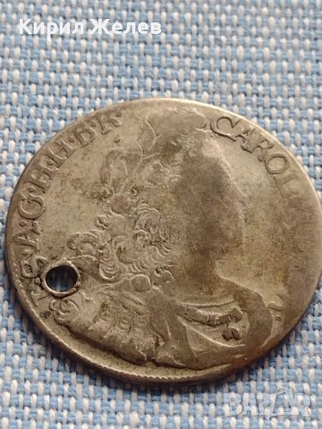 Сребърна монета 6 кройцера Карл шести Хал Свещена Римска Империя 13652