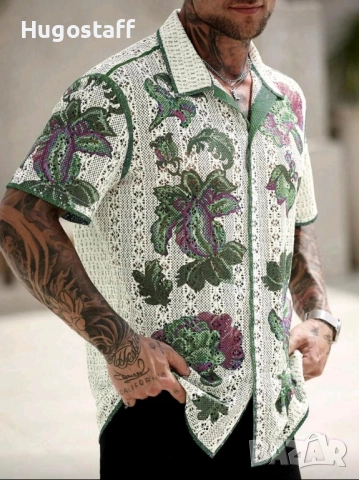 Нови ризи къс ръкав плетени синьо и зелено Л,Хл., снимка 8 - Ризи - 51767506