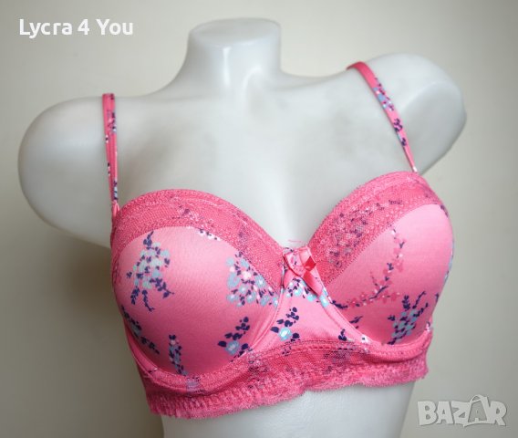 75В нов с етикет розов сутиен с флорални мотиви