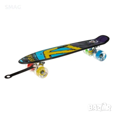 Скейтборд Pennyboard Алуминиев Синьо Жълт с Дръжка и LED 56x14cm S_1233978, снимка 2 - Други - 48569933