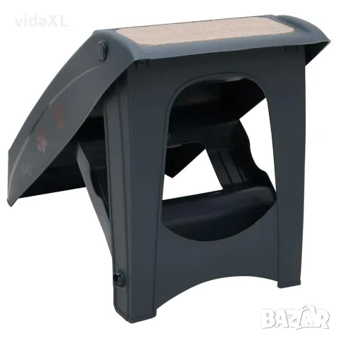 vidaXL Сгъваема кучешка стълба с 4 стъпала, тъмносива, снимка 5 - За кучета - 56146222