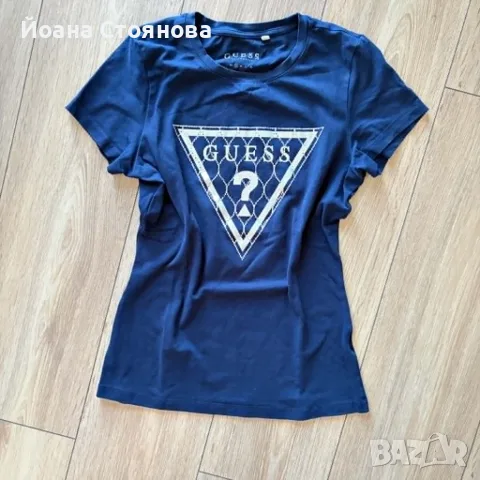 Дамски сет тениска Guess и широк панталон с висока талия  , снимка 3 - Тениски - 56212125