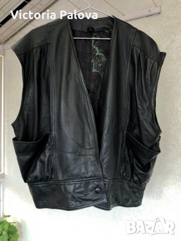 Много хубав кожен елек тип байкърски унисекс, снимка 2 - Елеци - 31486402