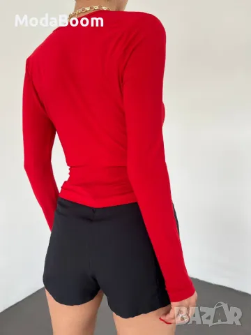 Червена дамска риза , снимка 2 - Ризи - 48760371