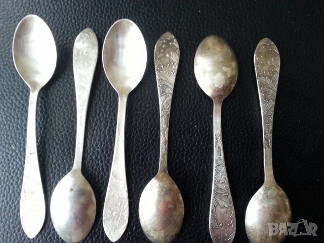 Посребрени лъжички - к-ти по 6 броя за чай/кафе/десерт, мелхиор, модели "Звездное небо" и "Москва", снимка 3 - Други ценни предмети - 32729664