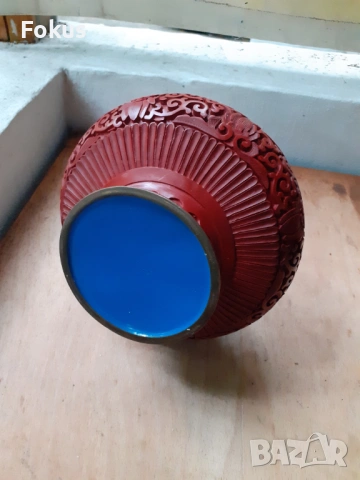 Cinnabar Laquer - уникална стара китайска ваза, снимка 4 - Антикварни и старинни предмети - 53270178