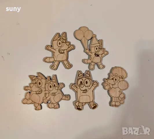 Дървени фигурки за оцветяване Блуи и Бинго, снимка 1