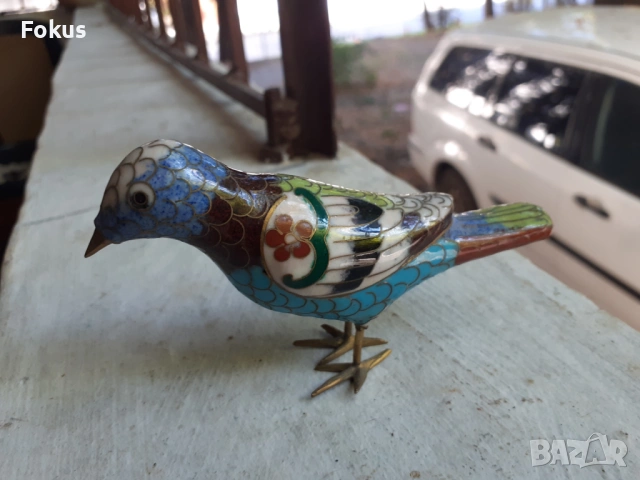 Пиленце клоазоне бронз клетъчен емайл, снимка 5 - Антикварни и старинни предмети - 53294471