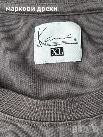 KARL KANI T-Shirt mit Label-Print Modell 'Signature' in anthrazit XL, снимка 5 - Тениски - 53086691