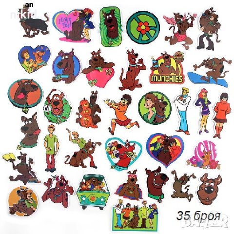 35 бр Скуби Ду Scooby Doo самозалепващи лепенки стикери за украса декор  картонена торта в Други в гр. Ямбол - ID30150237 — Bazar.bg