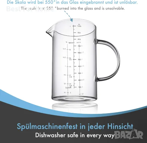 Стъклени мерителни чаши Panteer, снимка 4 - Чаши - 49547891